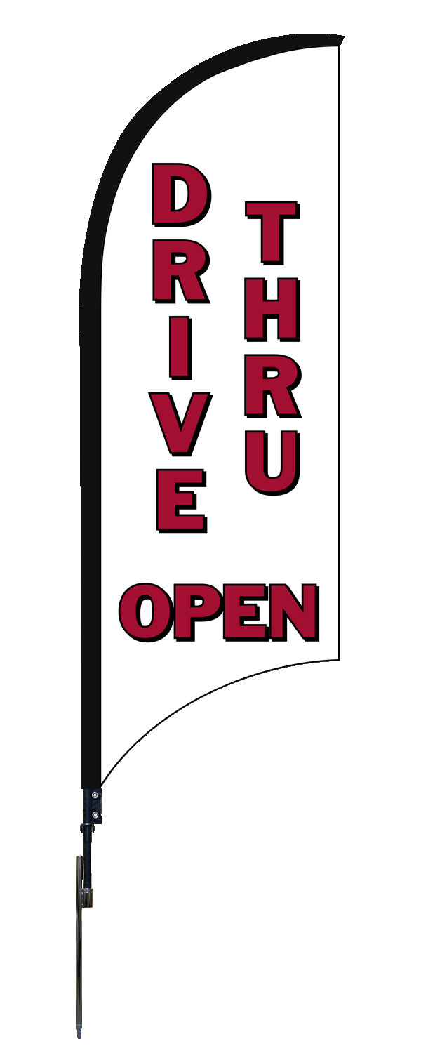 9FT Health & Safety Feather Flag Unit - Drive Thru Open